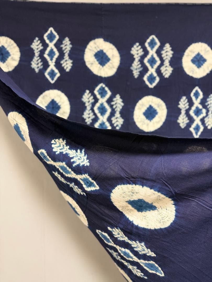 N4「片野絞り」民藝 藍染絞り職人 片野かほり 藍染絞り布 大丸百貨店出品作品