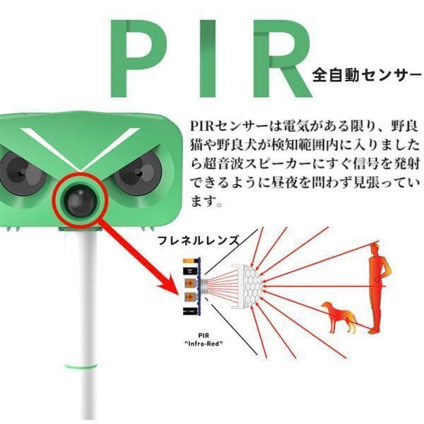 猫よけ対策 猫撃退 ネコよけ 害獣撃退 超音波 ソーラー式 猫退治