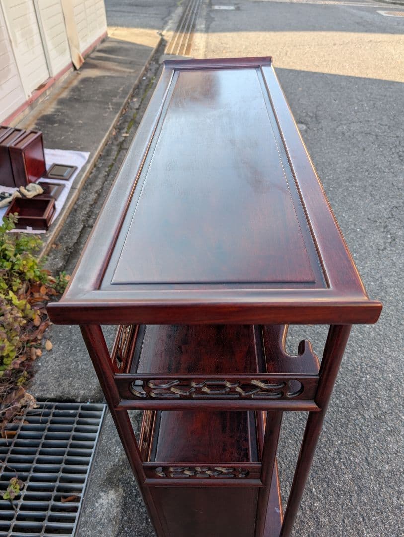 花梨製 茶箪笥 無垢材 飾り棚 和家具 唐木 引取可