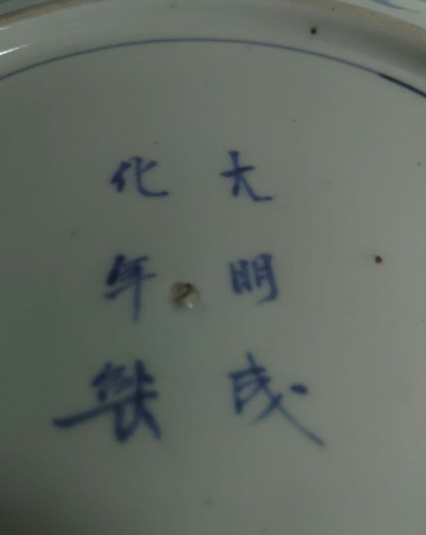 古伊万里　蛸唐草　金彩　変わり図柄　大明成化年製　手書き　染付　珍品　江戸