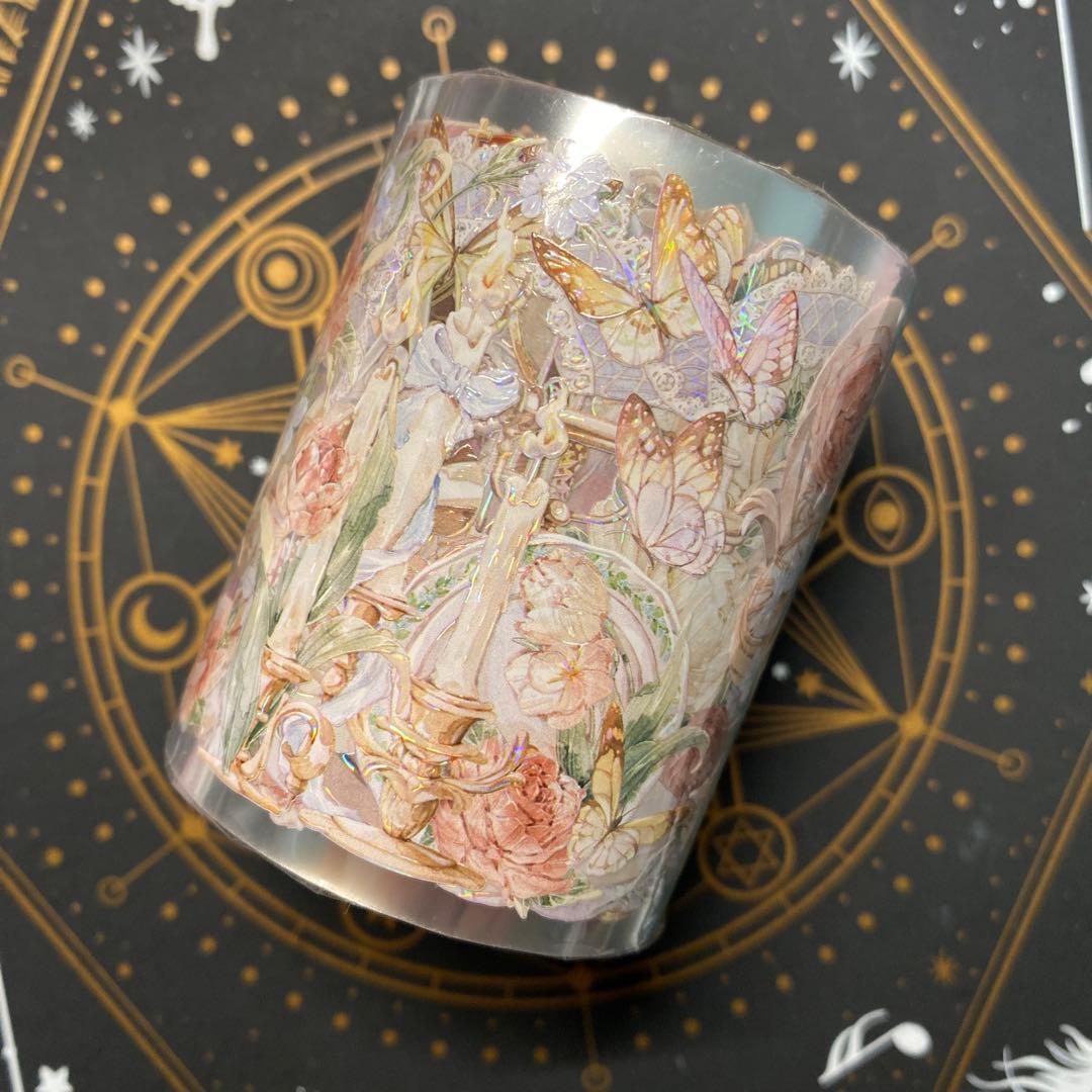 【Z】海外　10m巻　貝殻光/虹光マスキングテープ　お花系/装飾系/古風系