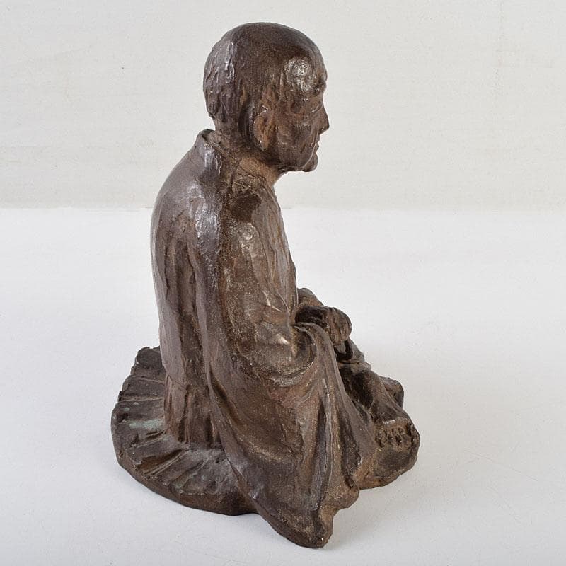 高岡銅器　須賀木仙子作　鋳銅　 宗旦居士像　約3㎏　共箱　V　R9533B