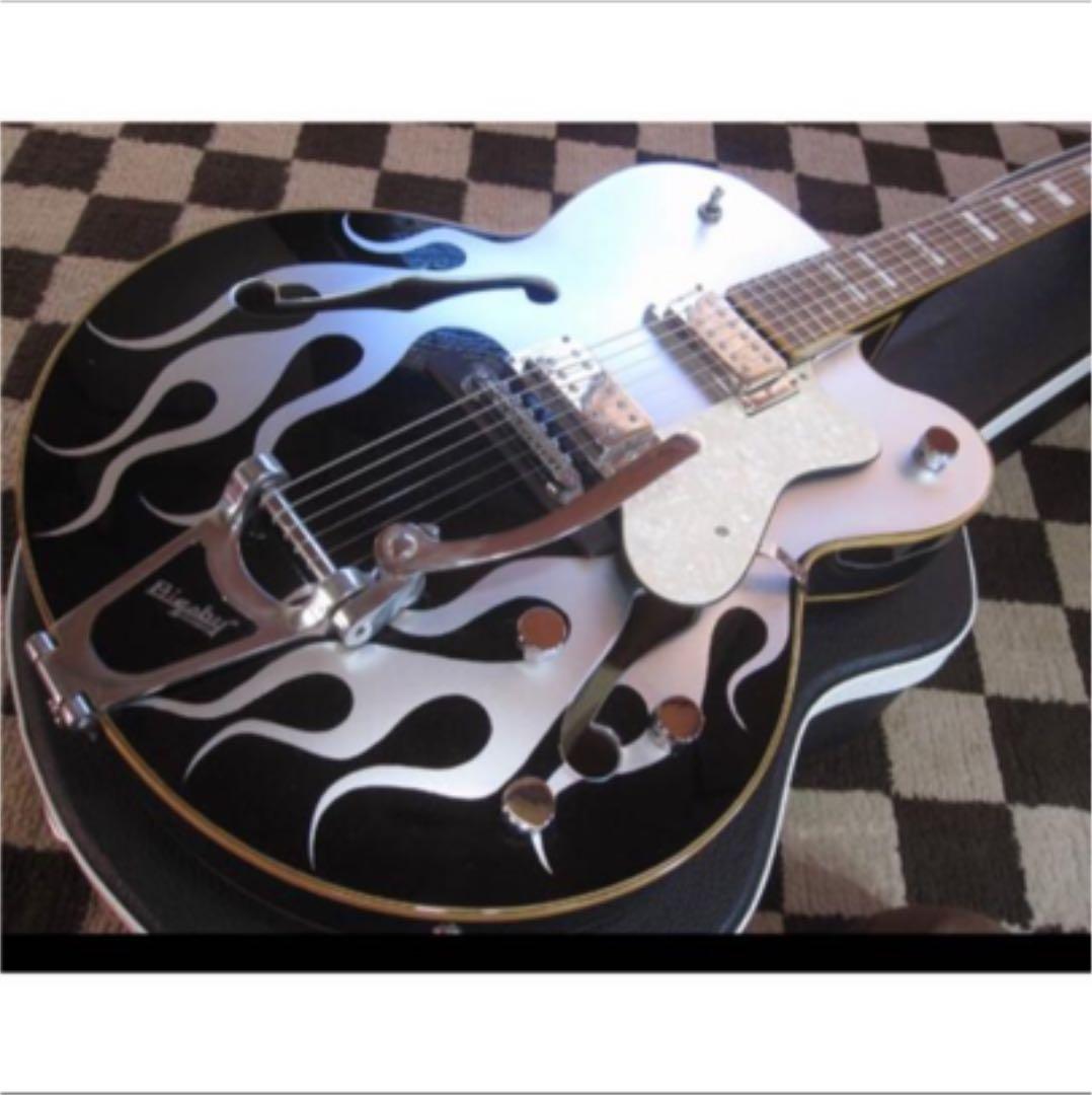 SPARROW GUITARS フルアコ　ファイヤーパターン　ビグスビー　銀色
