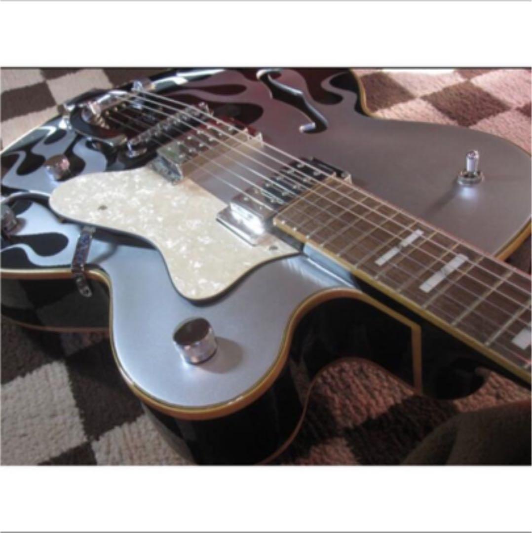 SPARROW GUITARS フルアコ　ファイヤーパターン　ビグスビー　銀色