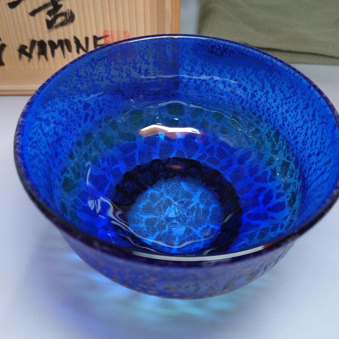 稲嶺盛吉　琉球ガラス　抹茶碗　共箱