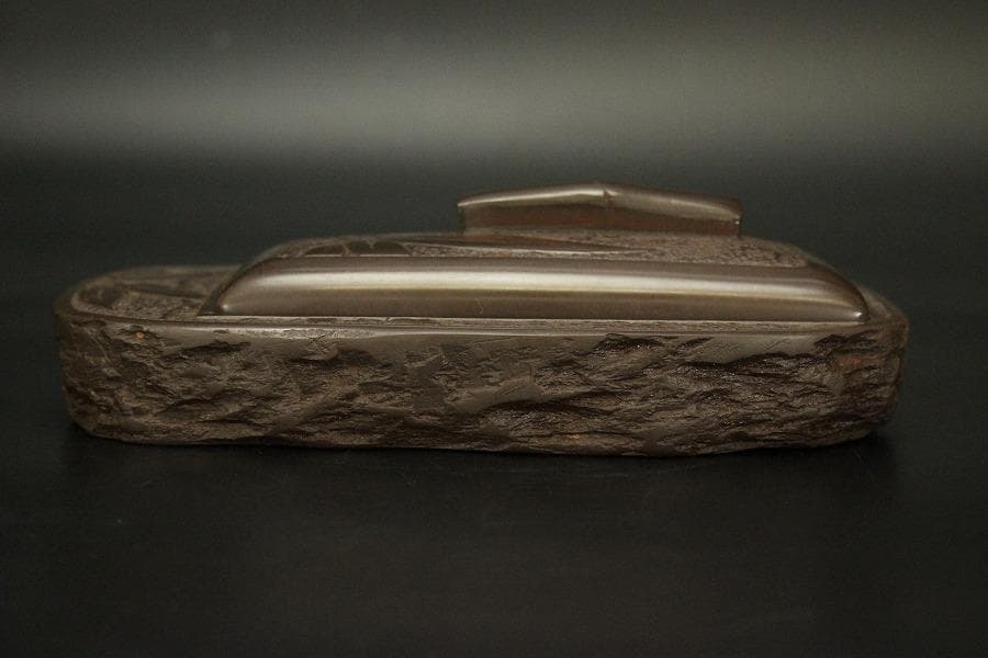 文房四宝 赤間硯石 昭竜山作 共箱 未使用(ZE618)