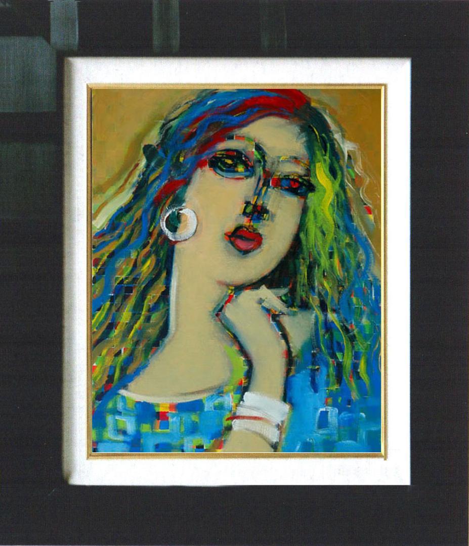 油絵 菅家令子 絵 絵画 インテリア F6-080212 人物 女性像