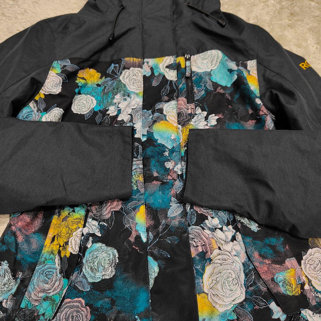 ROXY ロキシー スノーウェア スノボウェア ジャケット 花柄 黒 S