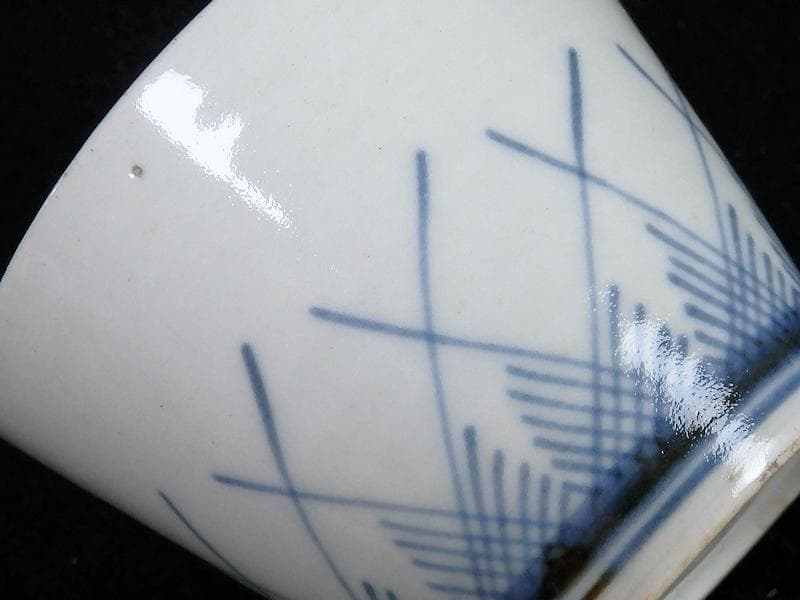 古伊万里　染付　桧垣草紋の図　蕎麦猪口　080AS-CBj