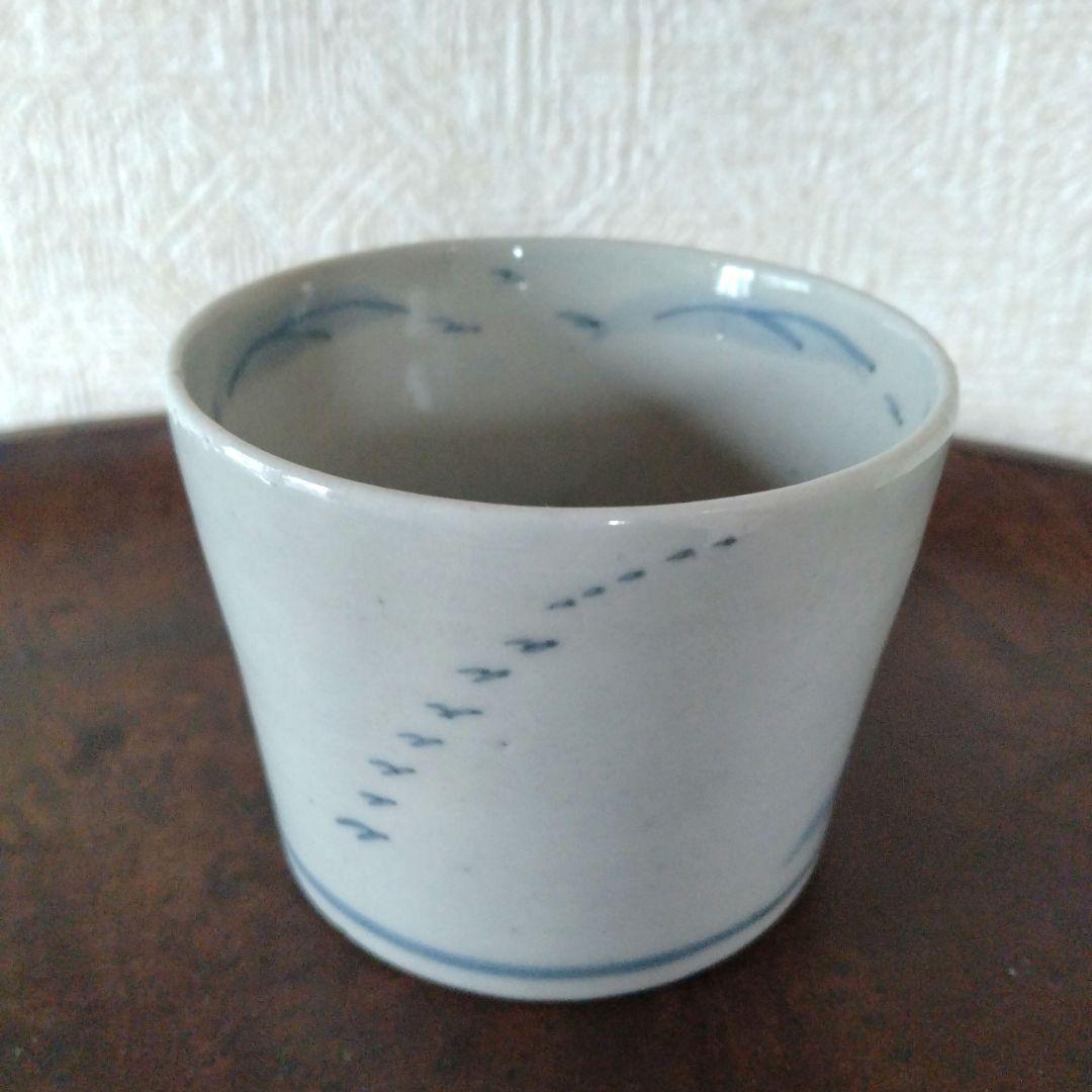 【KAZUです。】古伊万里染付山水文雁の図蕎麦猪口
