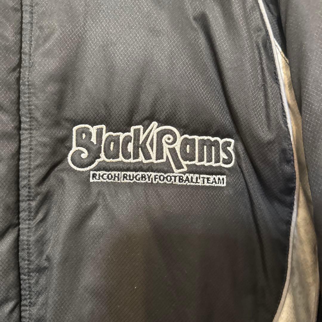 BLACK RICOH RAMS ラグビーベンチコート　フード無し