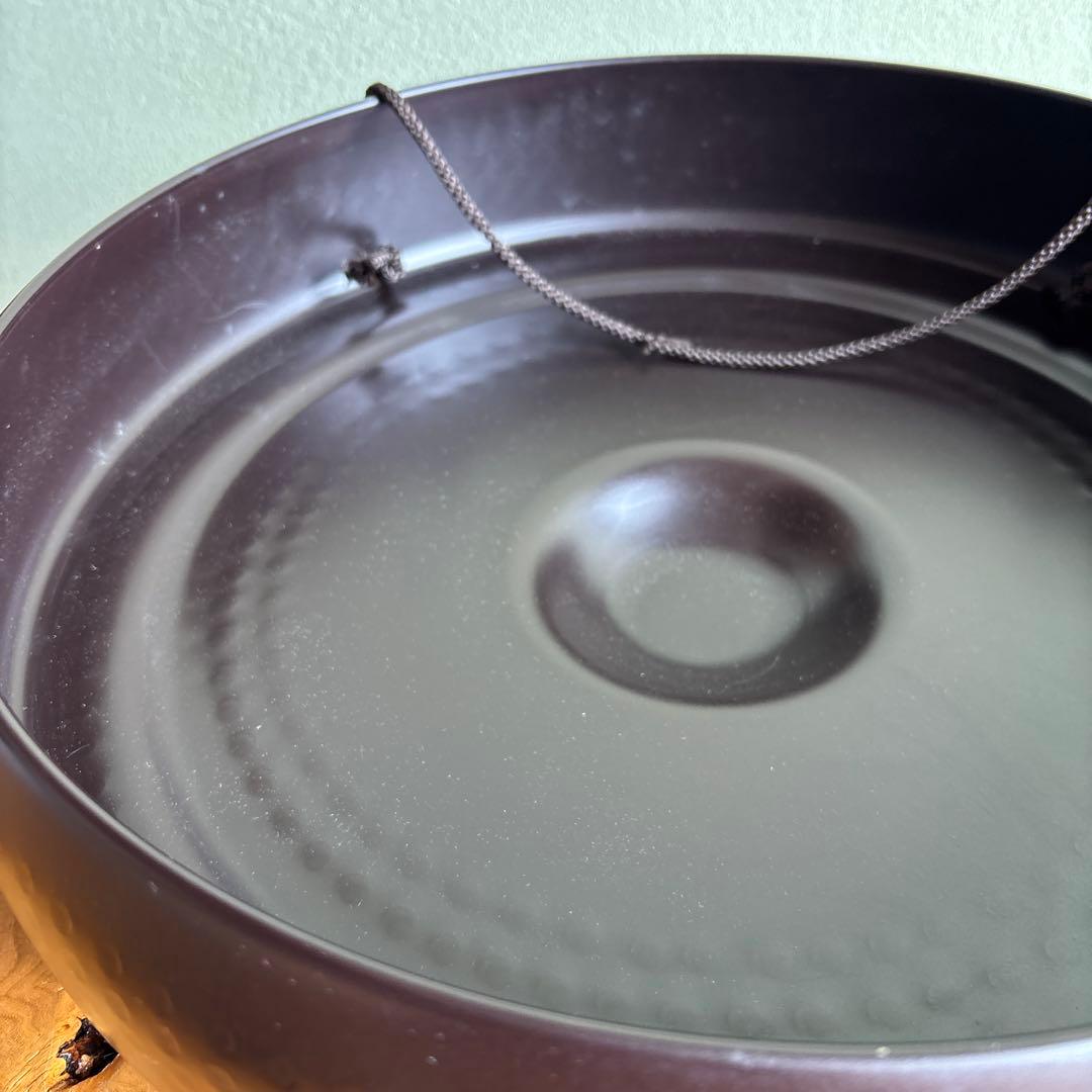 銅鑼 バイ付き 直径 約35cm 寺院調度品 茶会の合図