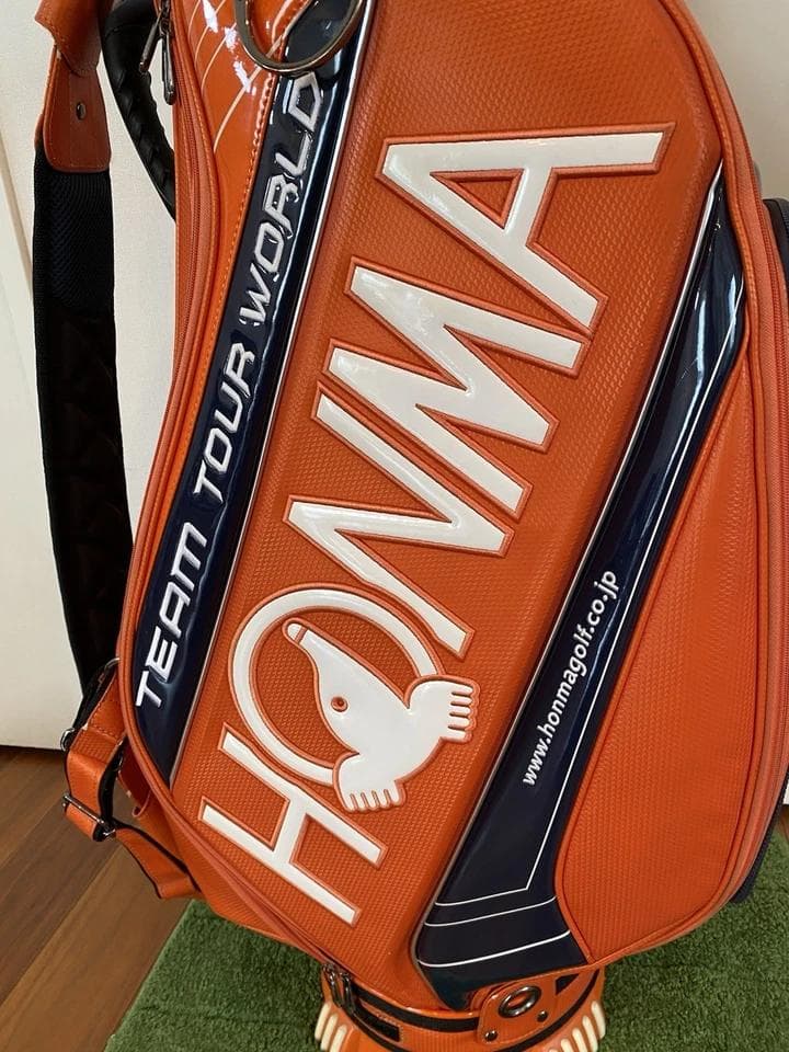 本間ホンマ ツアーワールド オレンジ 多機能カートバッグ ゴルフ　キャディバッグ