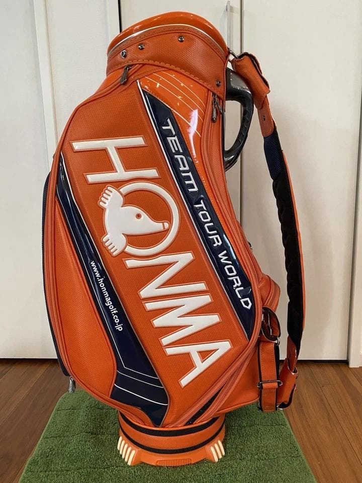 本間ホンマ ツアーワールド オレンジ 多機能カートバッグ ゴルフ　キャディバッグ