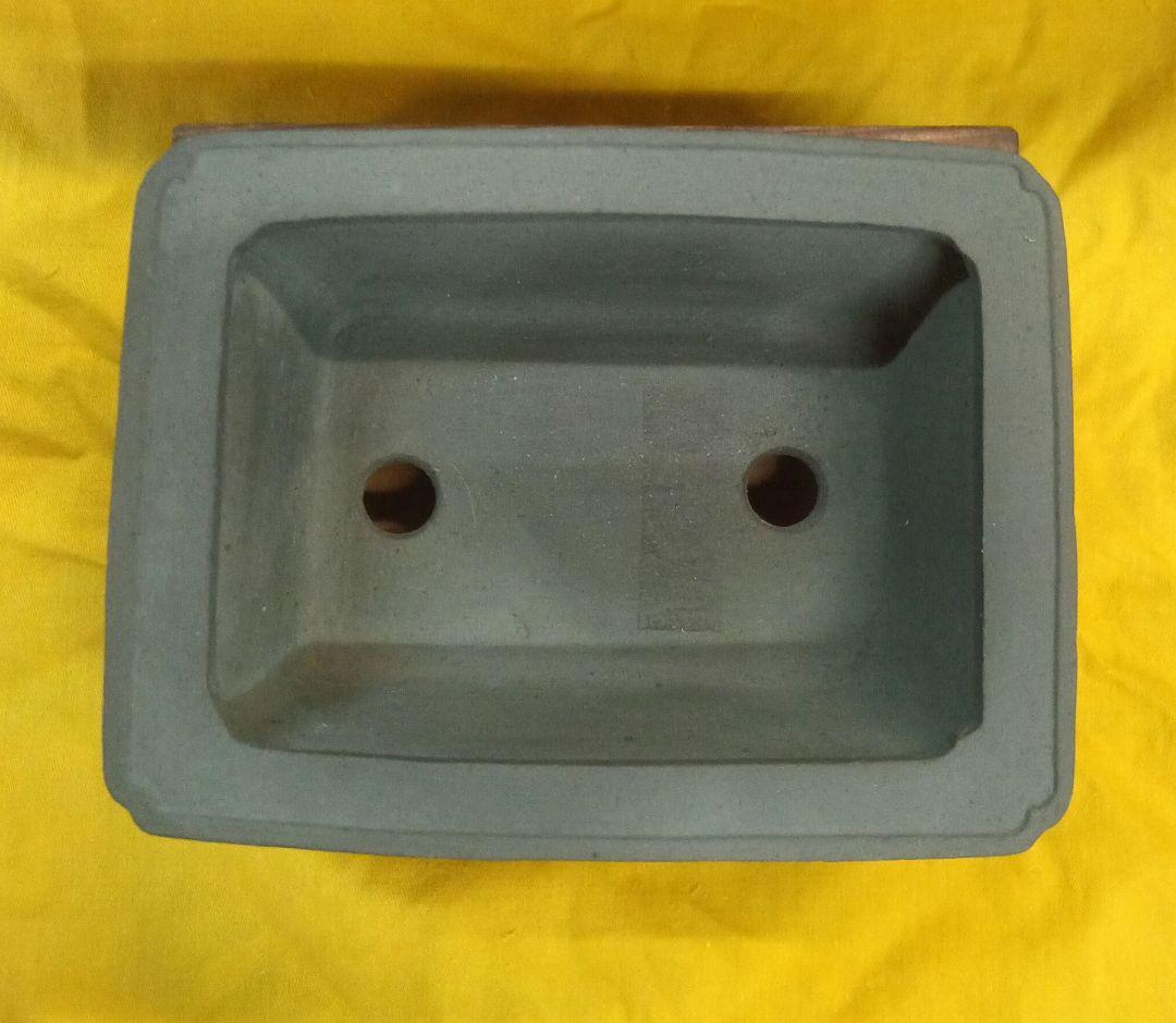 012.【寿悦】外縁額面長方鉢/ミニ盆栽鉢/木箱付き