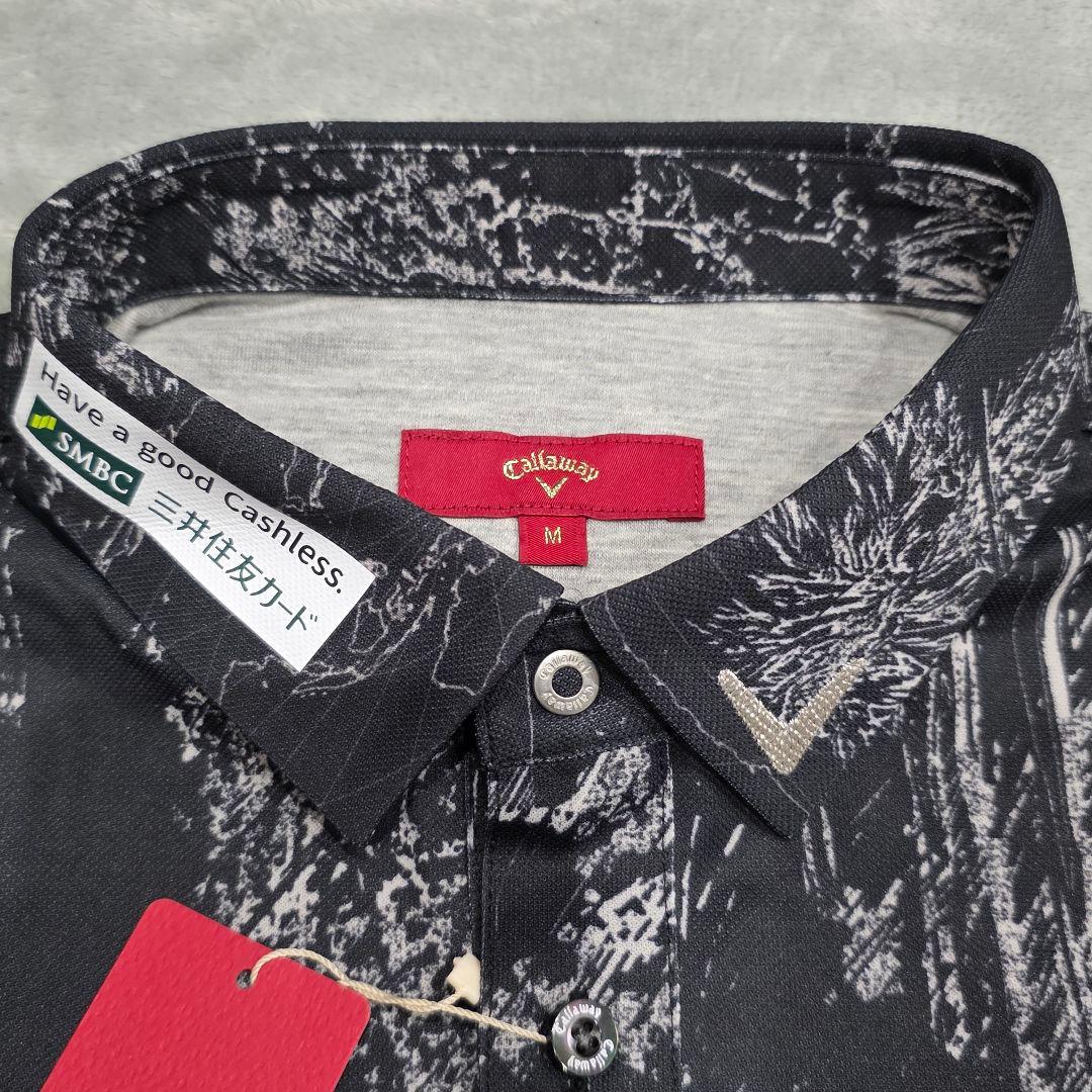 【未使用】Callaway　キャロウェイ　ポロシャツ　M　ブラック　総柄　ゴルフ