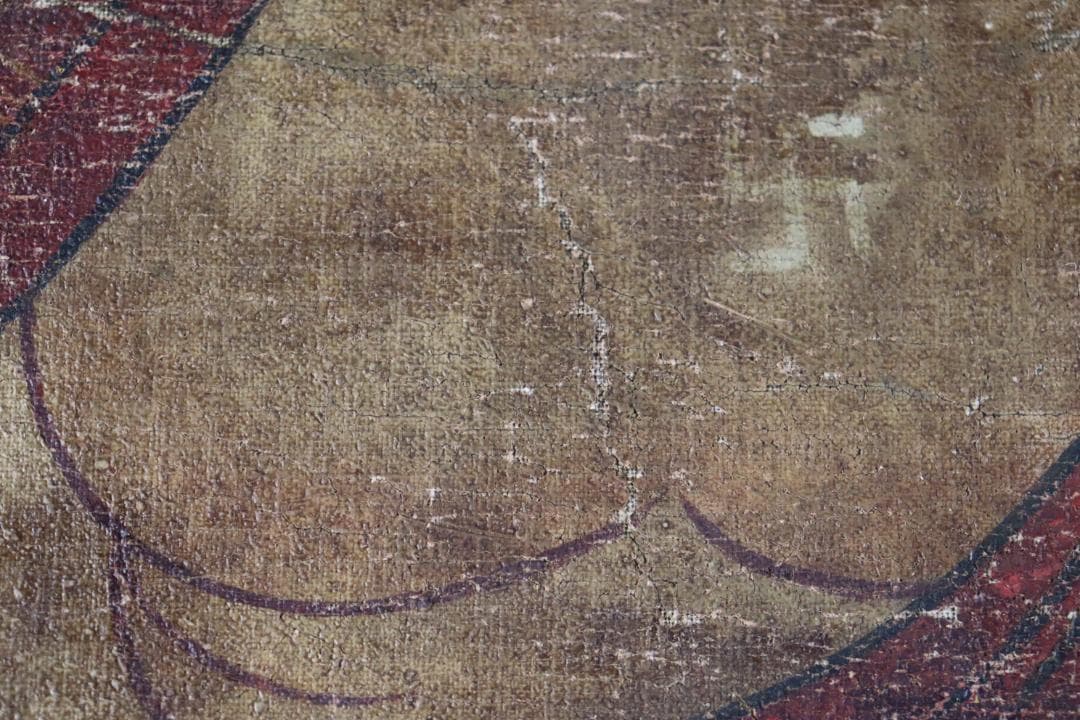 仏教美術 「阿弥陀如来図」 彩色 肉筆 60号 高麗仏画 時代古玩 唐物骨董