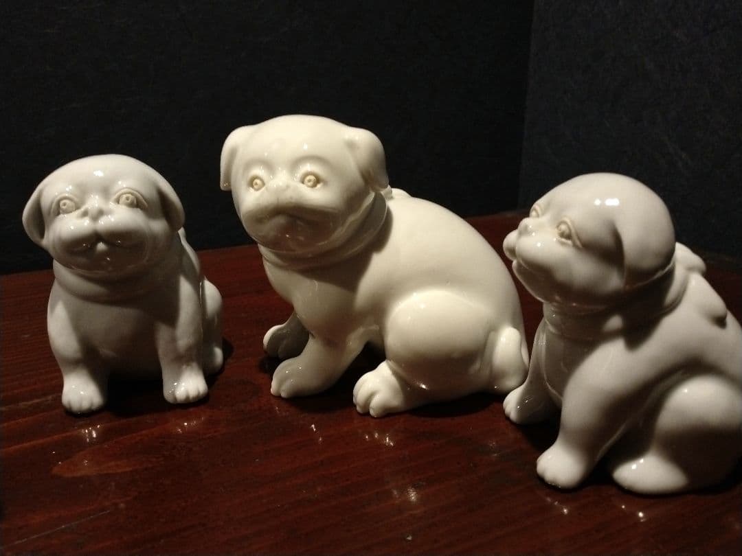 海を渡り、英国で百年以上座り続けた仔犬A正面！明治～大正期 平戸焼古伊万里九谷猫