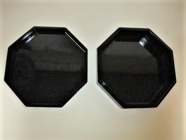 八角形 漆器 菓子器 花模様 青貝 螺鈿 菓子器 天然木 本漆器 逸品 未使用