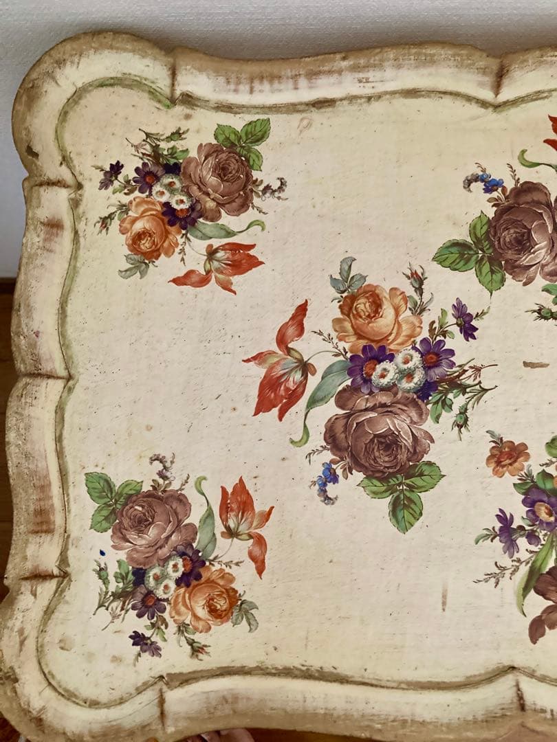 ITALYヴィンテージflorentineフローレンタイン花柄ネストテーブル難有