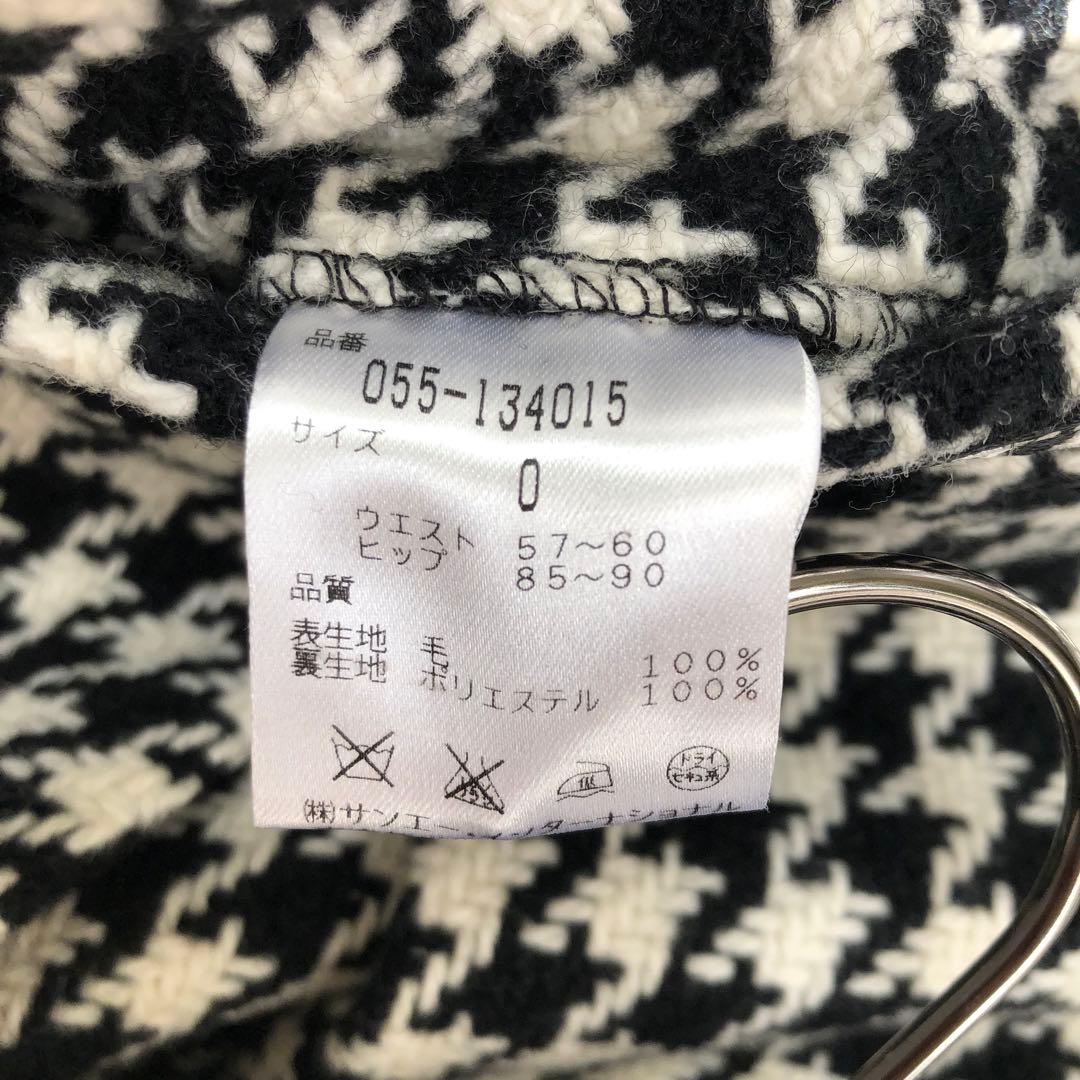 PEARLY GATES 千鳥格子柄 ウール フレア ミニスカート 0 ブラック