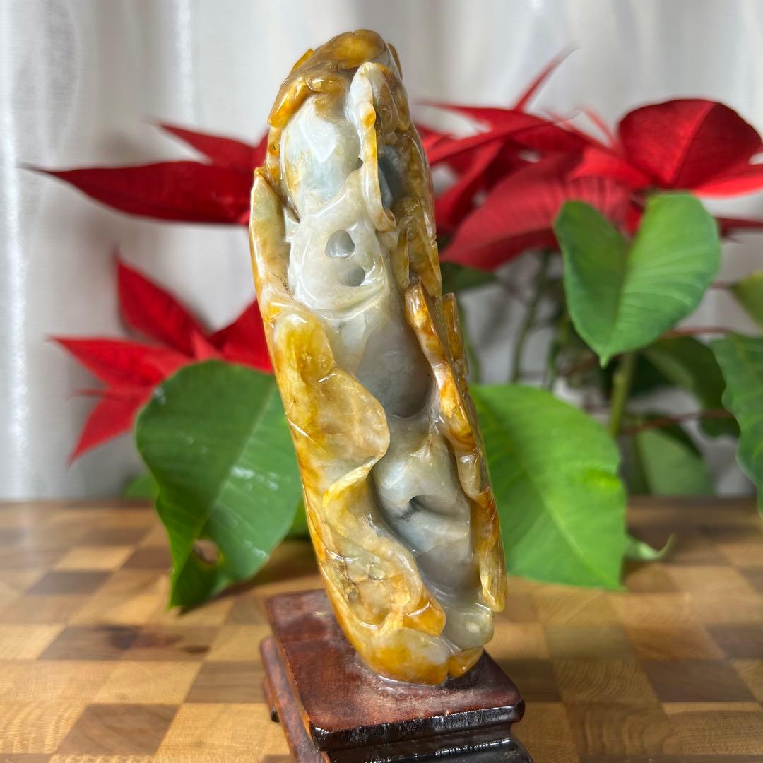 【本翡翠】吉祥唐子置物　高さ18、5cm