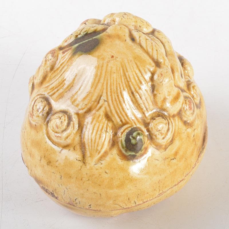茶道具　黄瀬戸　古瀬戸　獅子　香合　時代箱付　V　6295
