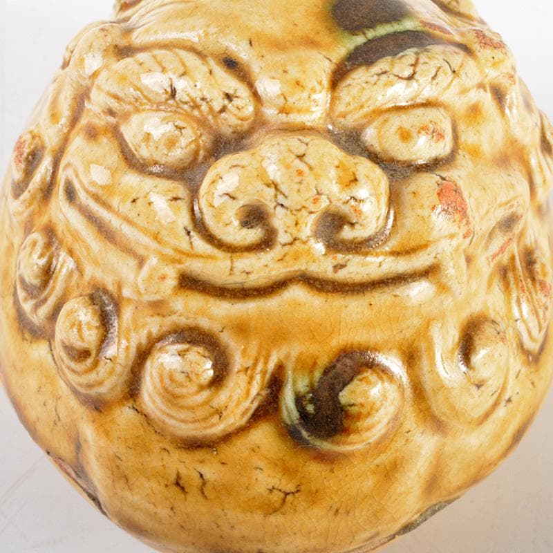 茶道具　黄瀬戸　古瀬戸　獅子　香合　時代箱付　V　6295
