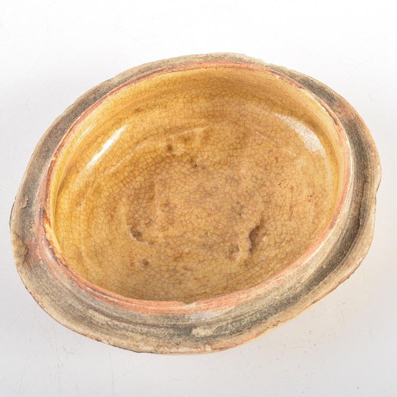 茶道具　黄瀬戸　古瀬戸　獅子　香合　時代箱付　V　6295
