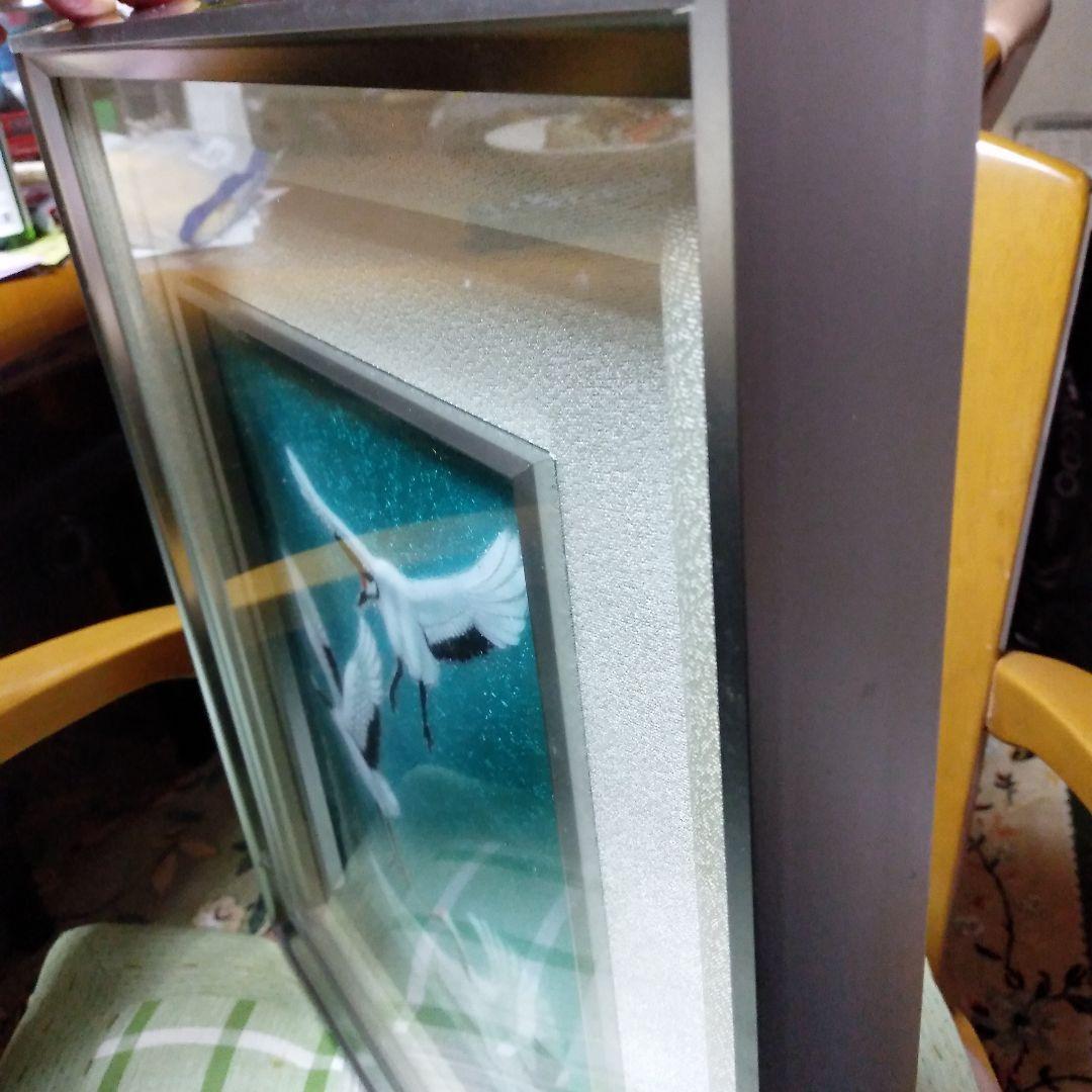 美品　鶴の陶板画