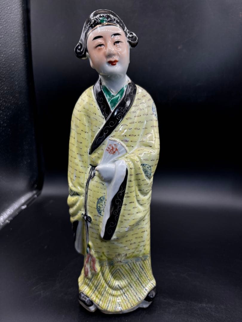 中国美術 古玩 色絵陶人形 陶器人形 高さ約31cm 置物 オブジェ 古董品