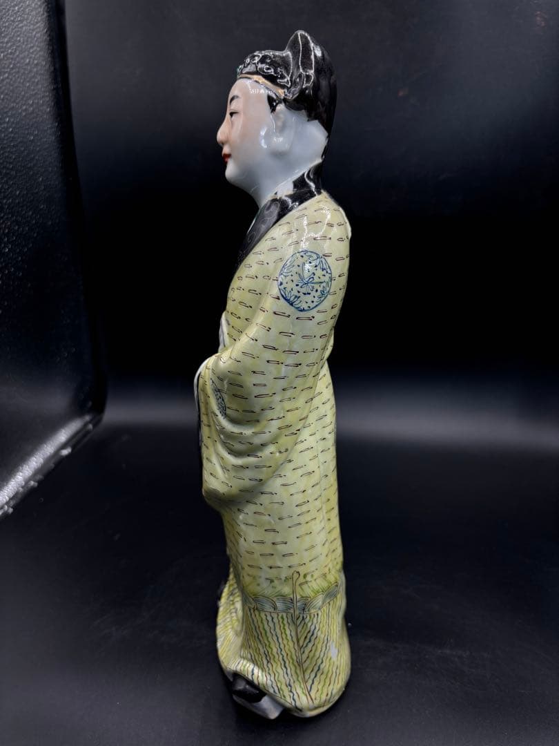 中国美術 古玩 色絵陶人形 陶器人形 高さ約31cm 置物 オブジェ 古董品