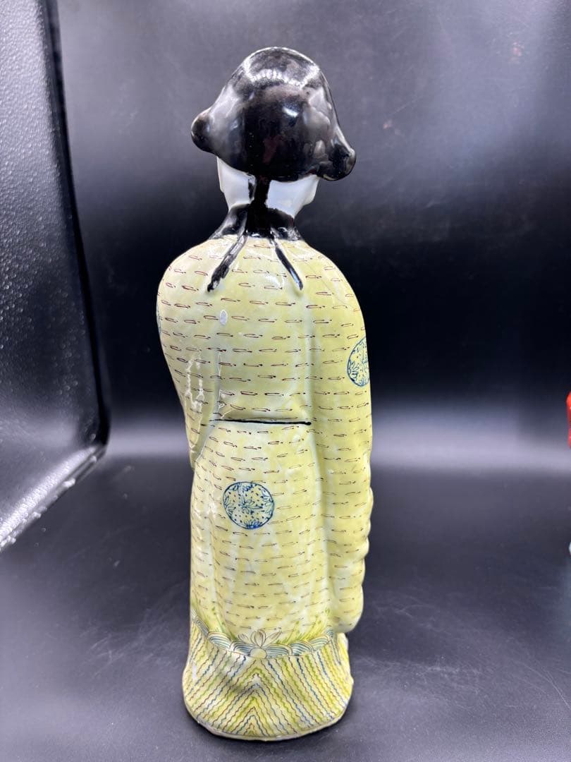中国美術 古玩 色絵陶人形 陶器人形 高さ約31cm 置物 オブジェ 古董品