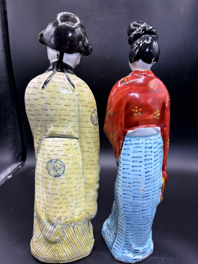 中国美術 古玩 色絵陶人形 陶器人形 高さ約31cm 置物 オブジェ 古董品