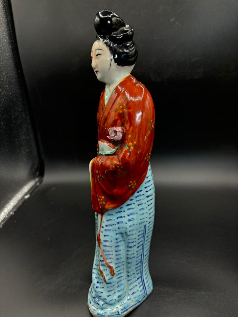 中国美術 古玩 色絵陶人形 陶器人形 高さ約31cm 置物 オブジェ 古董品