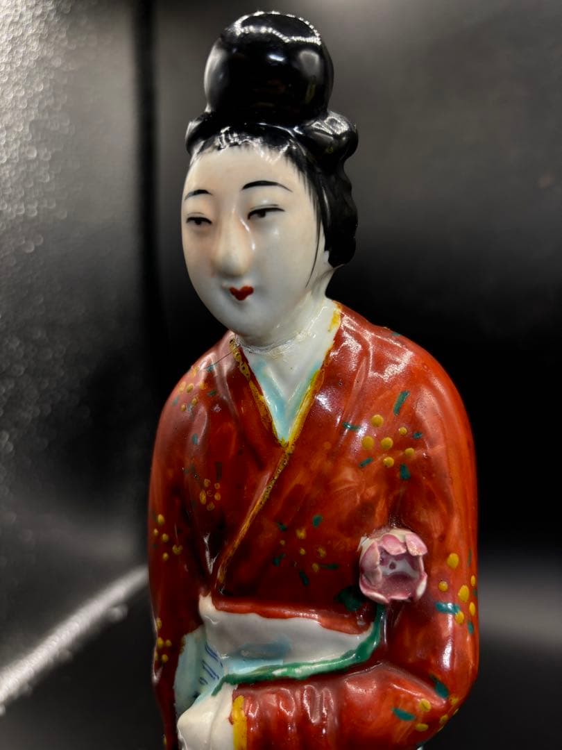 中国美術 古玩 色絵陶人形 陶器人形 高さ約31cm 置物 オブジェ 古董品