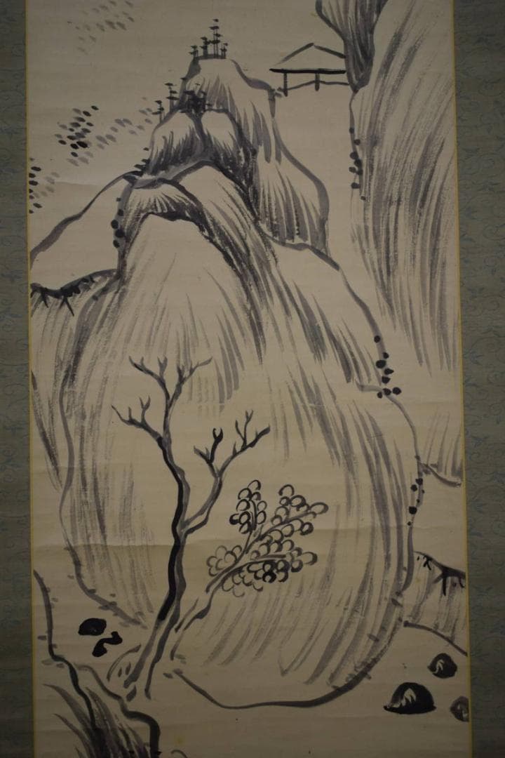 真作/岡田米山人/山水図/布袋屋掛軸HG-635