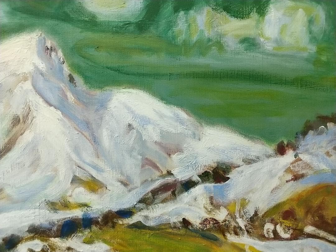 絵画 油彩画 油絵 F6「磐梯浅春」アート 風景画 磐梯山