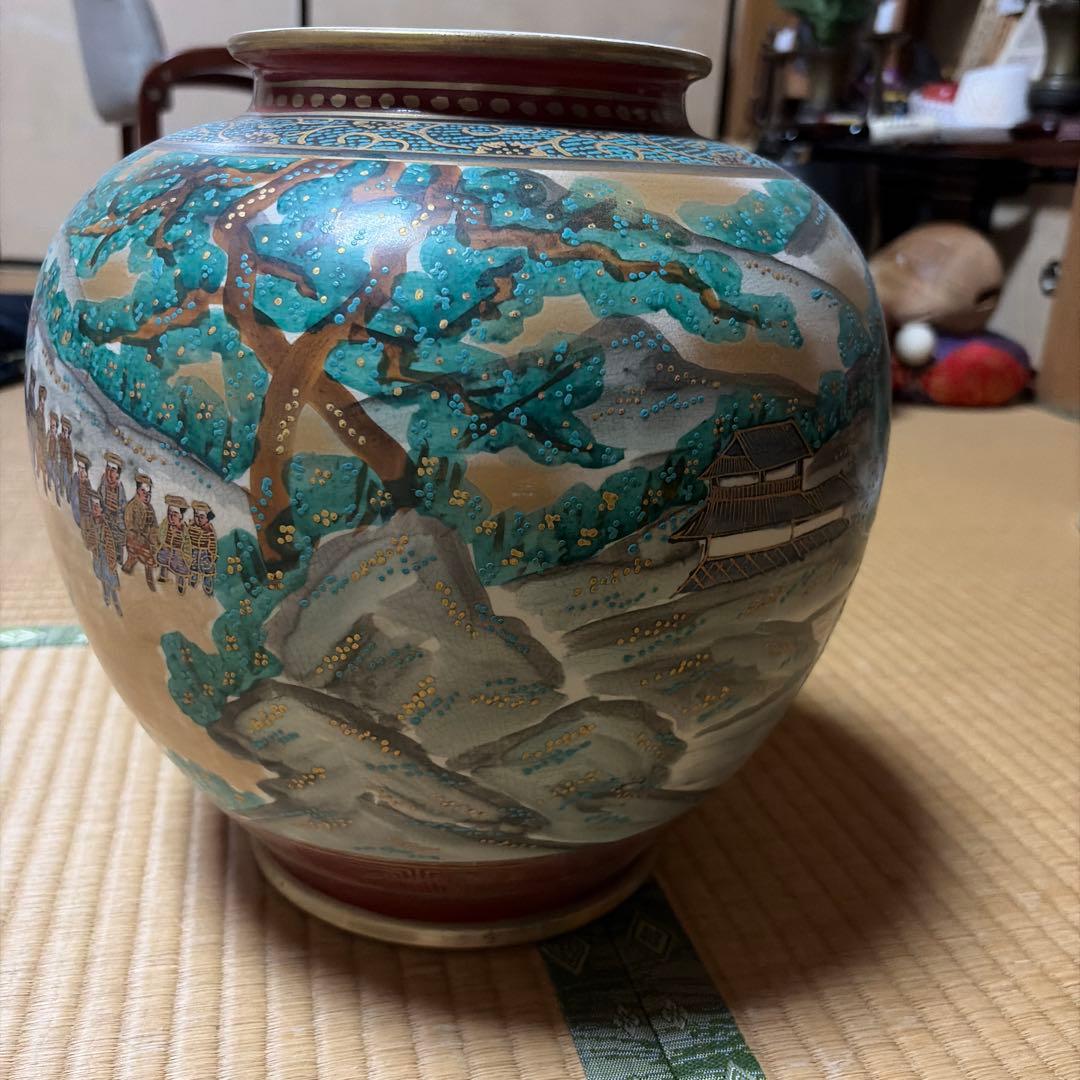 【希少】九谷焼 松鶴 陶器 大名行列　壺