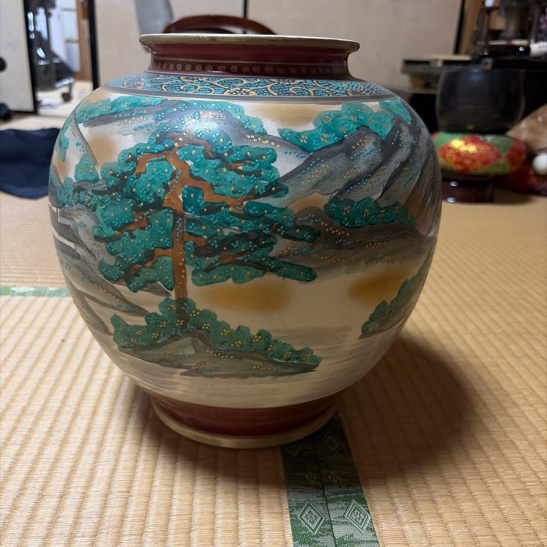 【希少】九谷焼 松鶴 陶器 大名行列　壺