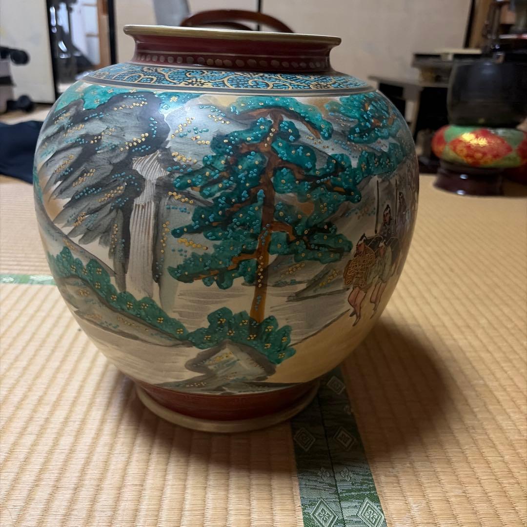 【希少】九谷焼 松鶴 陶器 大名行列　壺