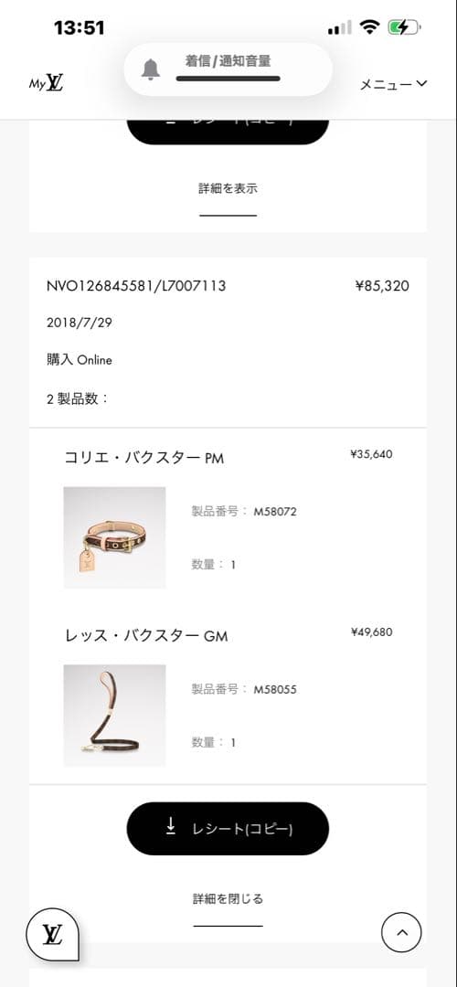 ★ルイヴィトン★LOUIS VUITTON★モノグラム★犬用リード　箱つき