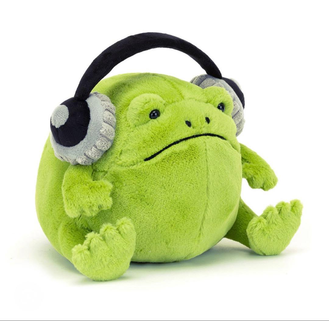ぬいぐるみ  Ricky Rain Frog with Headphone