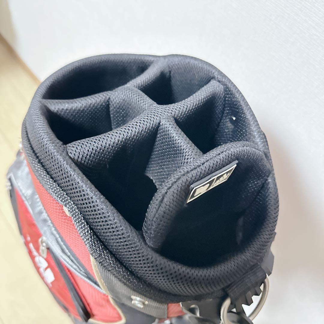 美品 adidas キャディバッグ 9.5型 6分割 軽量 レッド アディダス