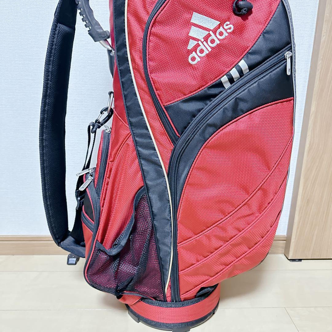 美品 adidas キャディバッグ 9.5型 6分割 軽量 レッド アディダス