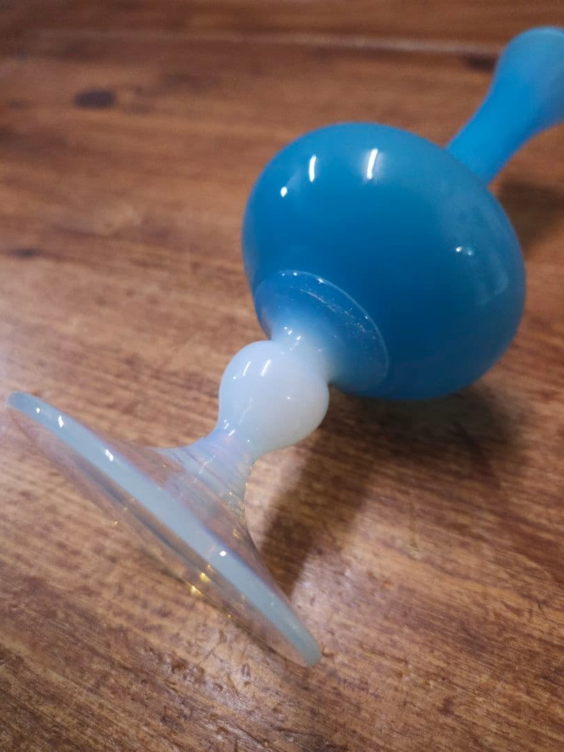 フランスアンティーク オパリンガラス 花瓶 ブルー系 一輪挿し グラス 花器