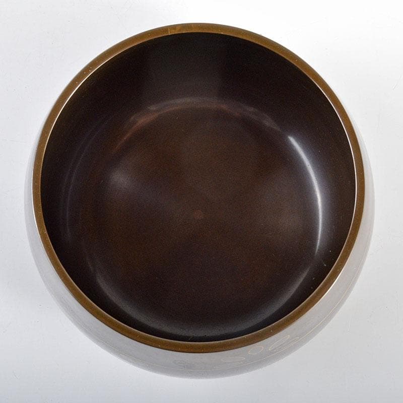 日本工芸会会員本江好彦　号鶴峰作　菊文加賀象嵌　唐物　建水　共箱　F　R4591