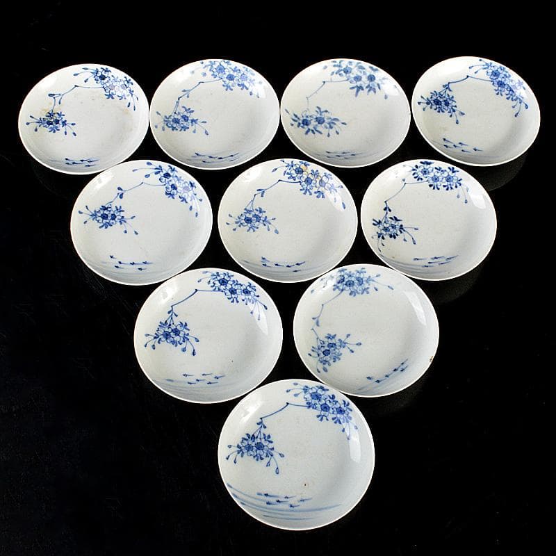和食器　瀬戸焼　古瀬戸　染付　桜メダカ文　盛塩皿　皿　十三客　V　R7265