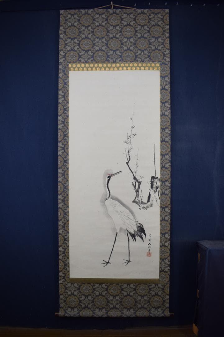 【真作】相澤五流/梅花鶴図/掛軸☆宝船☆Z-625