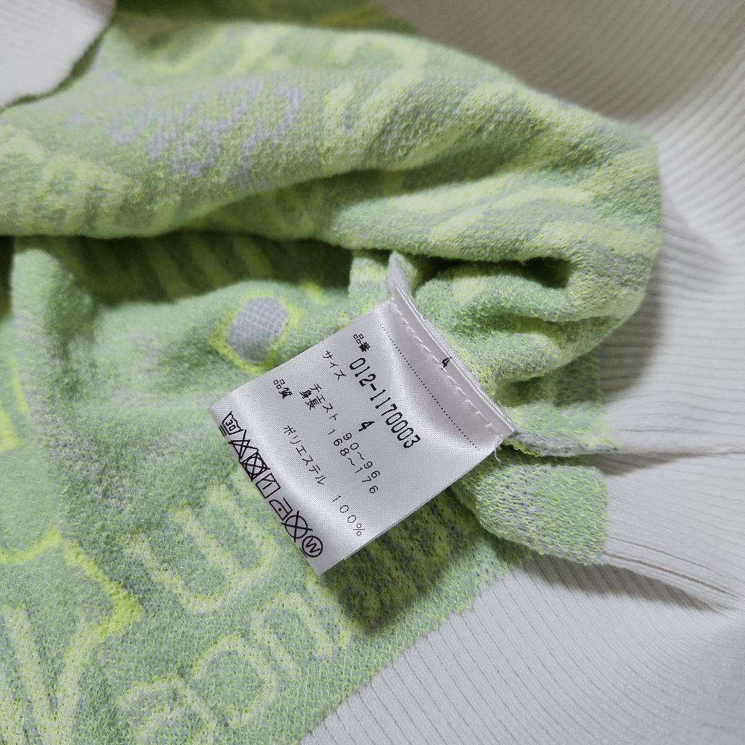 美品☆new balance golf☆ジャガード総ロゴニット 4(M) 薄緑